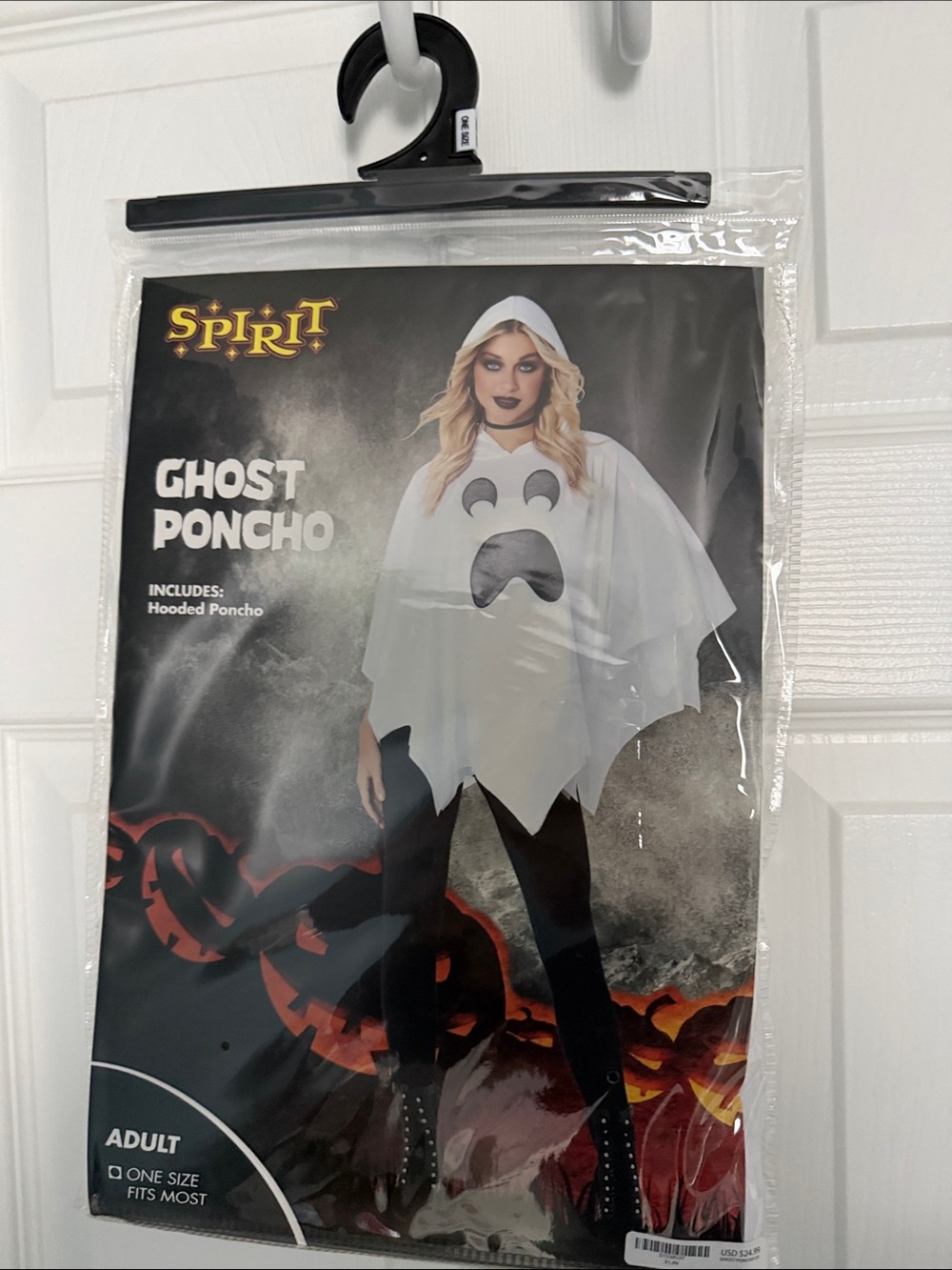 Spirit Ghost Poncho Adult Costume - White Hooded Ghost Cape